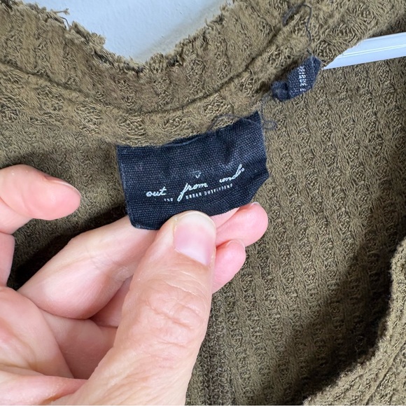 Out From Under Urban Outfitters Olive Green Button-Up Waffle Knit Top Large - Picture 2 of 7